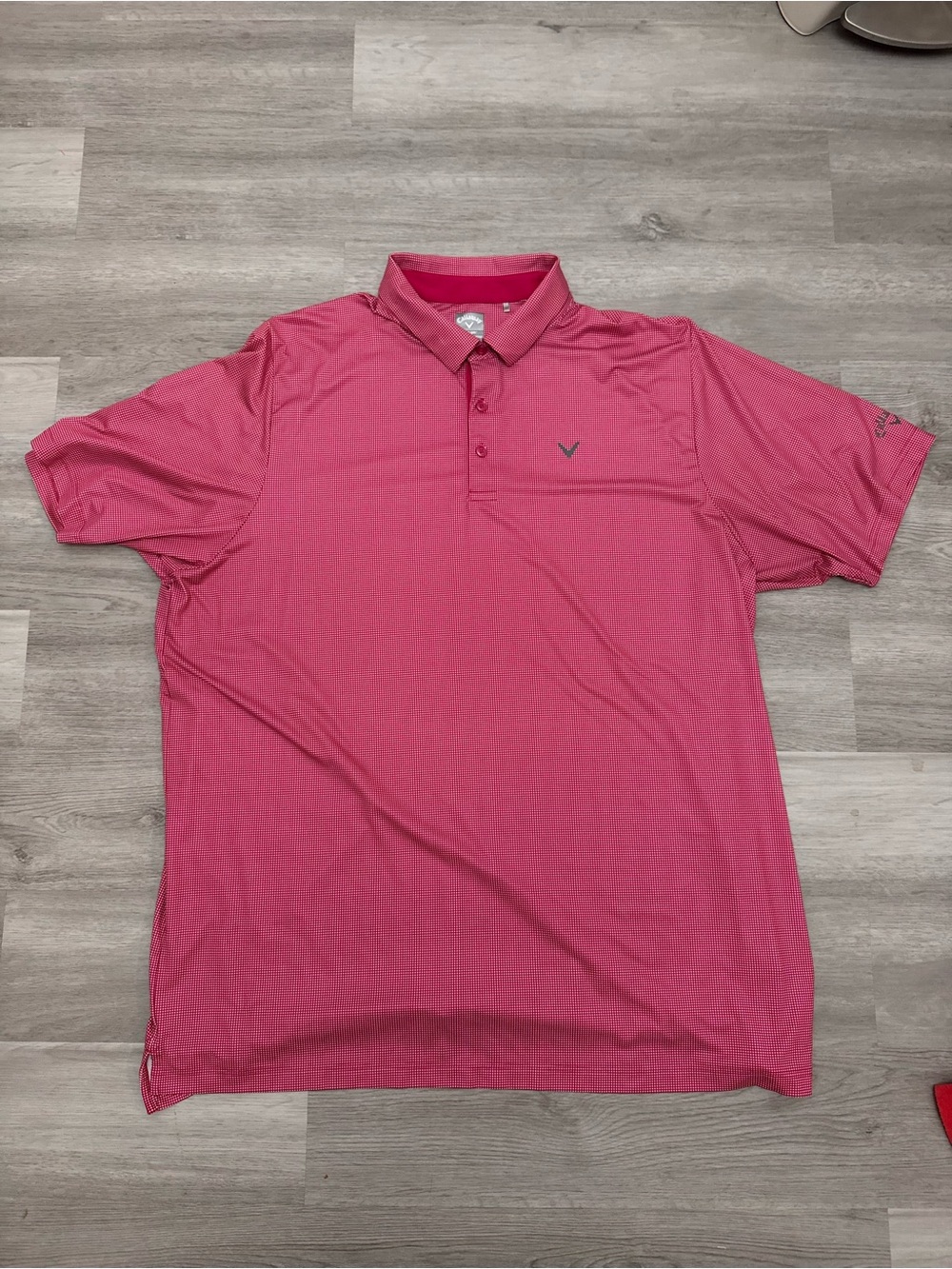 Callaway Opti-Dri Polo Shirt Men's 2XLT pink White Micro Check Short Sleeve